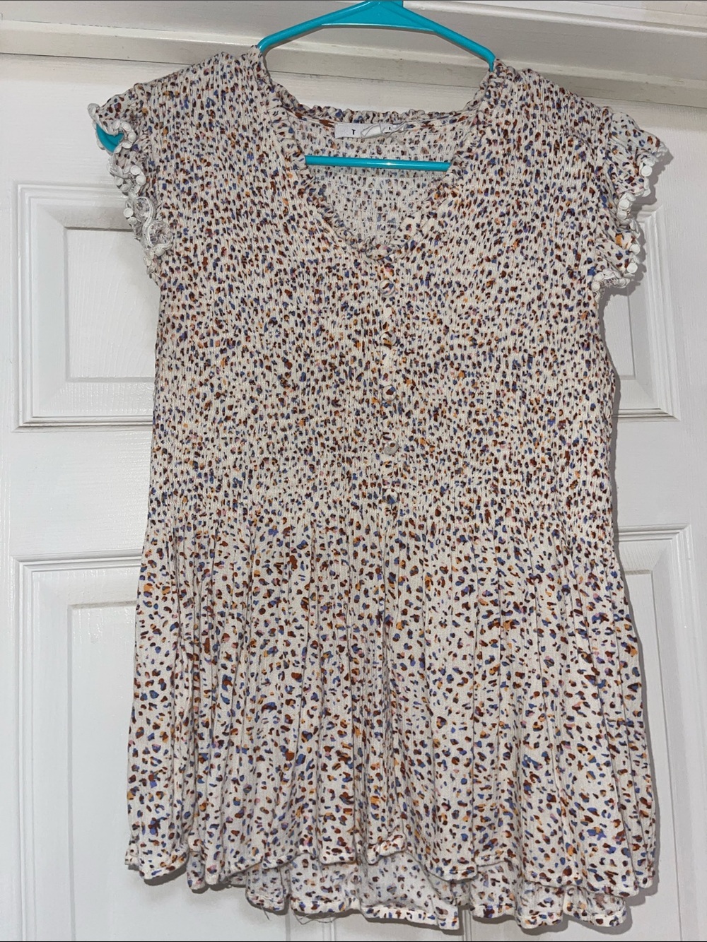 THML Ivory Dress with Brown and Blue Spot Print